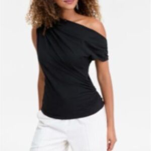 INC International Concepts One-Shoulder Black Asymmetrical Tank